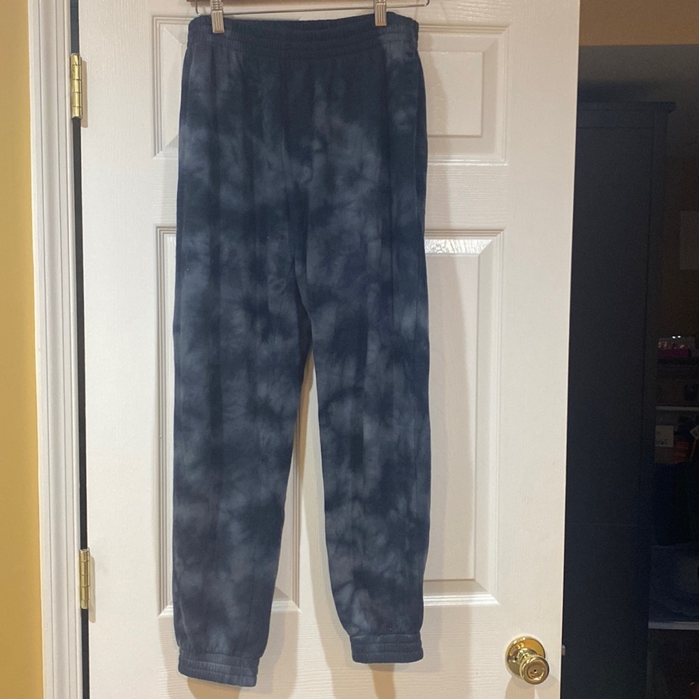 PINK blue tie dye sweatpants size large with elastic waistband